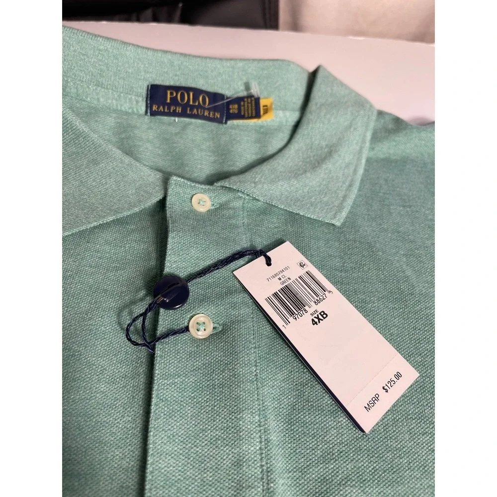 Ralph Lauren Polo Men's The Iconic Mesh Polo Shirt Green Big & Tall 4XL New $125